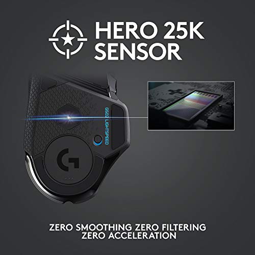 Logitech G502 Lightspeed Wireless Gaming Mouse with Hero 25K Sensor, PowerPlay Compatible, Tunable Weights and Lightsync R...
