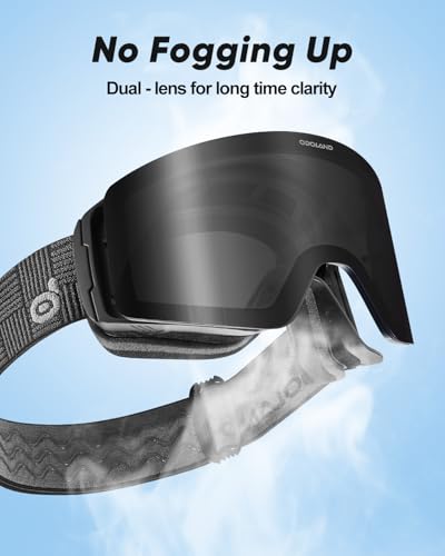 Odoland Photochromic Ski Goggles for Men Women Adult, Snow Snowboard Goggles with Pattern Strap for All Day Skiing Sports