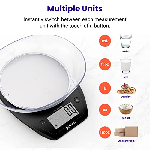 Etekcity 0.1g Food Scale, Bowl, Digital Grams and Ounces for Weight Loss, Dieting, Baking, Cooking, and Meal Prep, 11lb/5k...