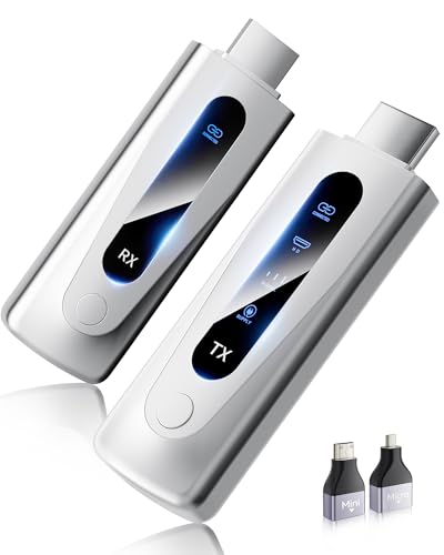 2025 Upgraded Wireless HDMI Transmitter and Receiver 328FT/100M, LED Display, 4K Decode 1080P@60Hz Ultra HD Video Output, ...