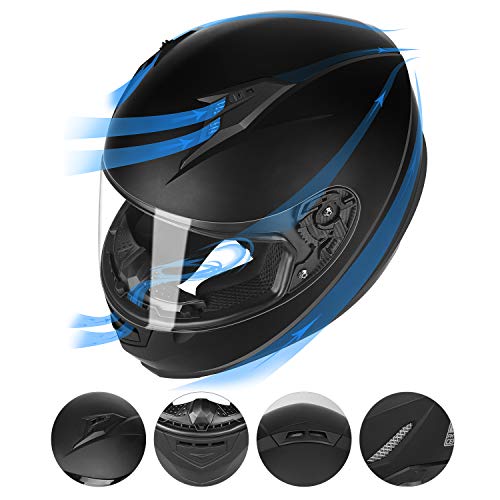 GLX GX11 Compact Motorcycle Helmet - Matte Black, Large - Full Face w/ Tinted Visor, DOT Approved