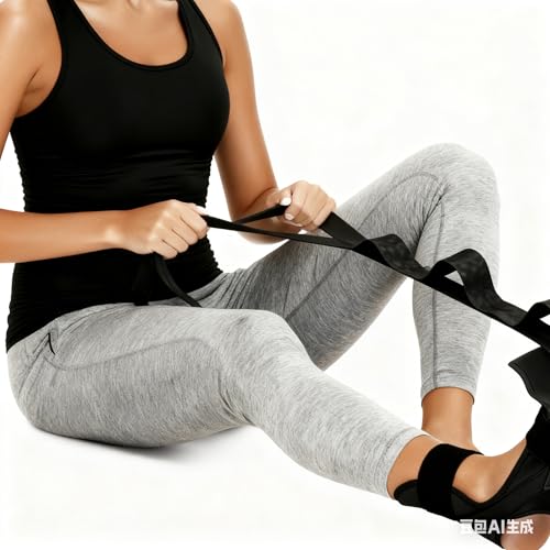 JUNWING Foot and Calf Stretcher-Stretching Strap For Plantar Fasciitis, Foot Drop, Achilles Tendonitis & Hamstring. Yoga F...