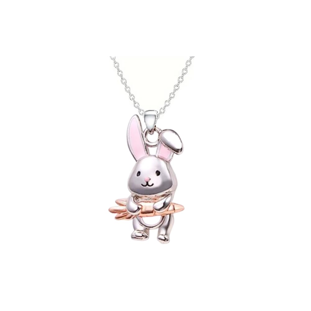 Caiyao Cute Rabbit Pendant Necklace Animal Bunny Necklace Jewelry for Women Easter Birthday Gifts-Necklace