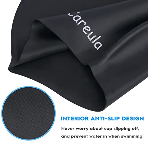 2 Pack Kids Swim Cap for Long Hair, Large Silicone Waterproof Swimming Cap for Age 3-15 Kids Girls Boys Toddler Children Y...
