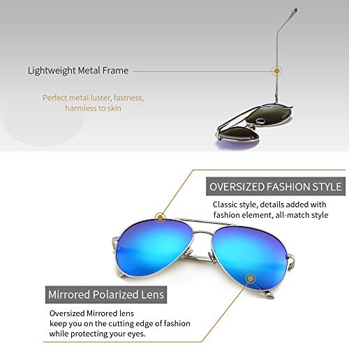 SUNGAIT Women's Lightweight Oversized Aviator Sunglasses - Classic Style Polarized Lens