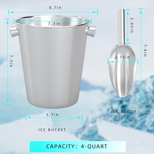 Olmaanseta Champagne Bucket With Ice Scoop,Stainless Steel Wine Bucket For Bar,large Ice Buckets For Parties, Wine Chiller...