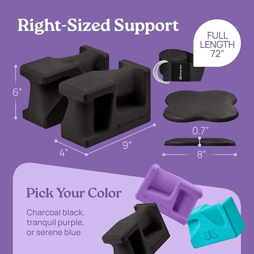 Deep-Zen PRO Yoga Blocks | Ergonomic Yoga Block 2 Pack for Wrist Comfort and Support | EVA Foam Exercise Blocks, 2x Knee P...