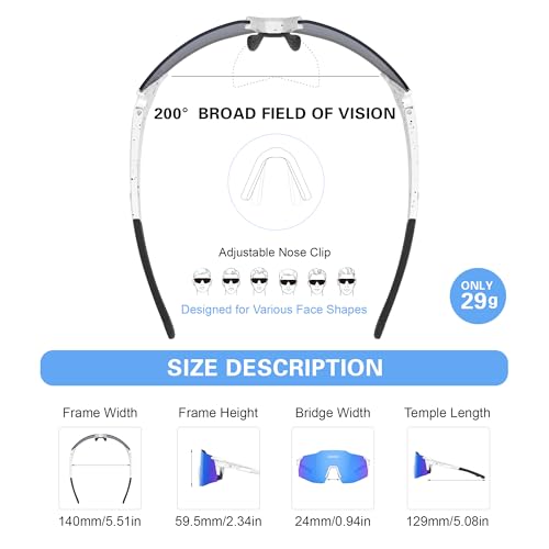 suoso Sports Cycling Sunglasses for Men: Lightweight UV Protection Polarized Sun Glasses for Youth Baseball Softball Running