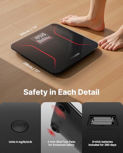 FITINDEX Bathroom Scale for Body Weight, Highly Accurate Digital Weighing Scale with Large LCD Display, Transparent and Sl...