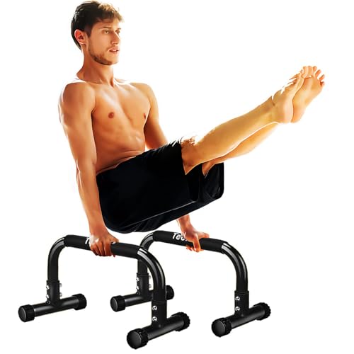 Teclor Push Up Bar, Parallettes Bars For L-sit & Dip, Heavy-Duty No Wobbling Parallel Bars Stand For Handstands, Full Plan...