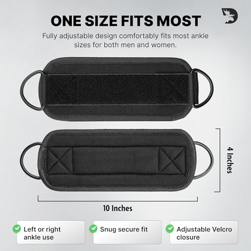 DMoose Fitness Ankle Strap for Cable Machine - One Size Fit with Premium Padding Cuffs, Ankle Bands for Working Out, Booty...