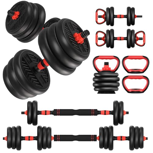 Adjustable Dumbbells,20/30/40/60/80lbs Free Weight Set with Connector, 4 in1 Dumbbells Set Used as Barbell/Kettlebells/Pus...