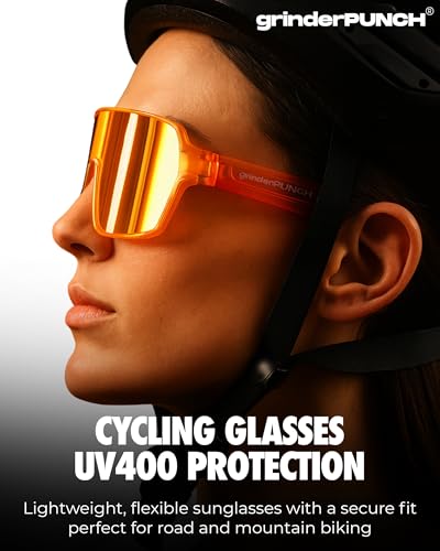 grinderPUNCH Polarized Sport Sunglasses for Men and Women, Lightweight Sun Glasses with UV Protection for Snow Hiking Cycl...