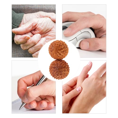 LALAFINA 2Pcs Wooden Baoding Balls Chinese Hand Exercise Massage Balls Health Cypress Meditation Tools for Hand Exercise
