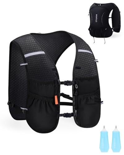 ECOHUB Running Hydration Vest Backpack with 2*500ML Soft Flask, Lightweight Trail Running Pack for Men Women, Adjustable N...