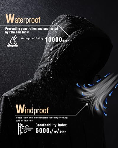 HotPoem Winter Jackets Coats For Men Ski Snow Waterproof Fleece Liner Windproof Raincoat 6 Pockets
