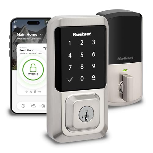 Kwikset Halo Wi-Fi Smart Lock, Keyless Entry Door Deadbolt, Geofence Auto-Unlock, Grade AAA Certified, No Hub Required Eas...