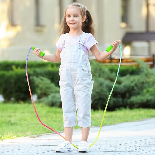 ZATAYE Kids Jump Rope, Colorful Gradient Nylon Skipping Ropes for Children, 7.55FT Adjustable Length, Plastic Handles, Lig...