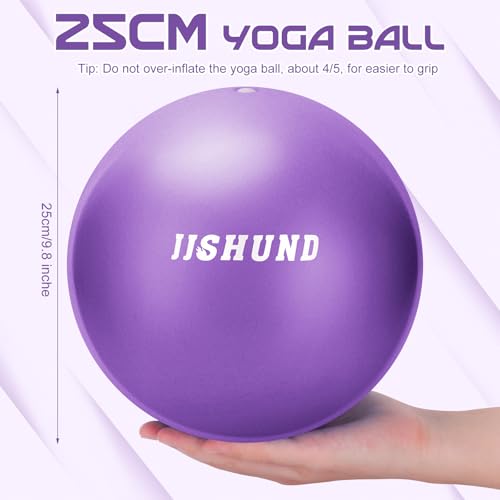 jjshund Pilates Ball, 9 Inch Small Exercise Mini Soft Workout Yoga Ball with Exercise Guide, for Home Gym Yoga, Pilates, C...
