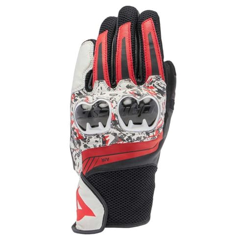 Dainese Mig 3 Unisex Leather Gloves Black/Red Spray/White - 3XL