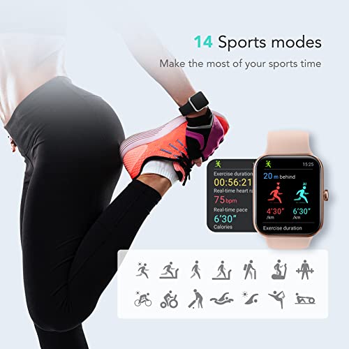 SKG Smart Watch for Women, Fitness Tracker with 5ATM Swimming Waterproof, Sleep Monitor, 1.7'' Touch Screen Smartwatch Fit...