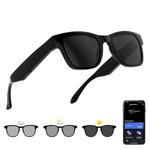 AI Smart Glasses with Color-Change Lenses Bluetooth Glasses for Men Women with Translation 160+Languages Voice Assistant T...