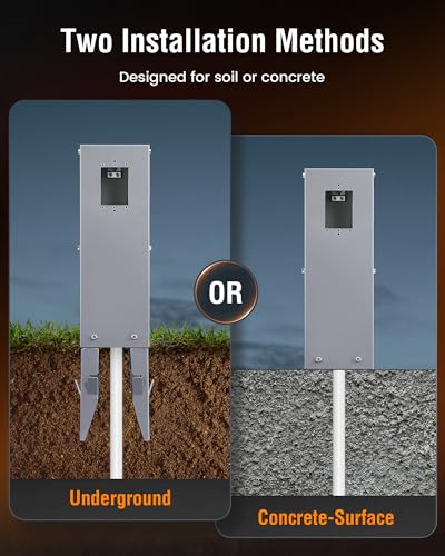 SURAIELEC All-Metal 1-Gang Outdoor Power Post Enclosure, 26-Inch Metal Power Stake, NEMA 3R Weatherproof Electrical Post f...