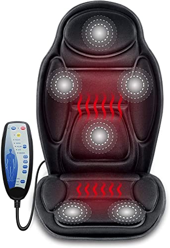 Snailax Massage Seat Cushion - Back Massager with Heat, 6 Vibration Massage Nodes & 2 Heat Levels, Massage Chair Pad for H...