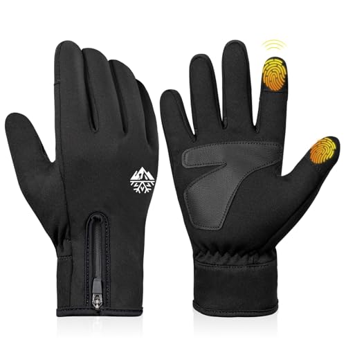 RIGWARL Warm Kids Winter Gloves for Boys Girls, Water-Resistant Touchscreen Gloves with Zipper Cuff, Gifts for Kids Christmas