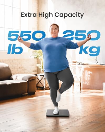 RENPHO 550lb Scale for Body Weight, Digital Bathroom Scale with Large LED Display, Big Platform Weighing Machine with Extr...