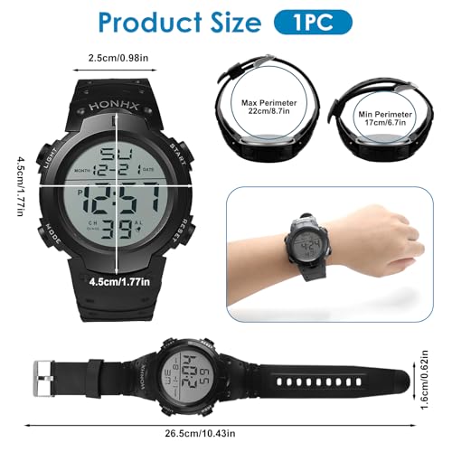 YUEWEESER Mens Digital Sports Watch Women Waterproof Wrist Watches with Large LED Backlight Screen Alarm Date Display for ...