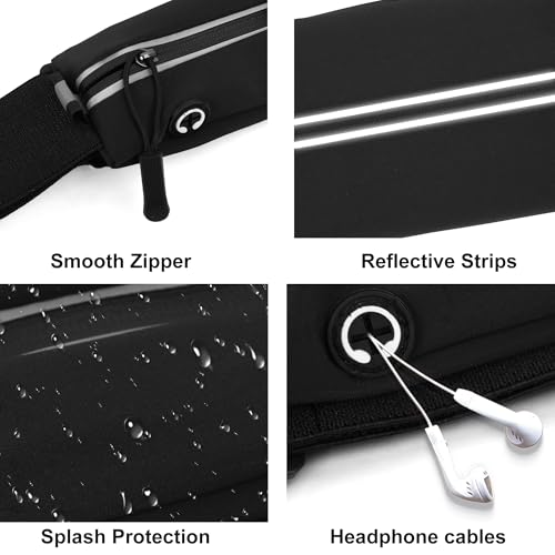 Slim Running Belt For Men and Women Waist Fanny Pack Phone Holder Pouch Bag Reflective Zipper Pocket Workout Cycling Fitness
