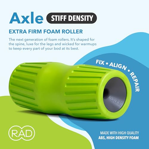 RAD Axle – Extra Firm High-Density Exercise Foam Roller – Deep Tissue Myofascial Release for Back, HIPS, Legs & Shoulders...