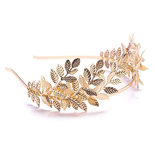 Chargances Bridal Gold Leaf Crown Headband Bridal Tiara Gold Leaf headpiece for Wedding Prom Festival Bridesmaid Hair Acce...