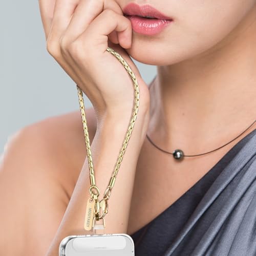 MOUTAKEY Phone Wrist Strap Metal Phone Chain Wristlet Strap Detachable iPhone Lanyard Wrist with 2 Tether Tabs iPhone Char...