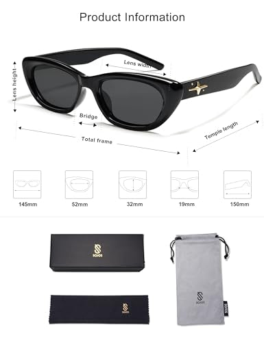 SOJOS Trendy Polarized Narrow Cat Eye Sunglasses for Women Retro Cute Small Womens Shades SJ2284