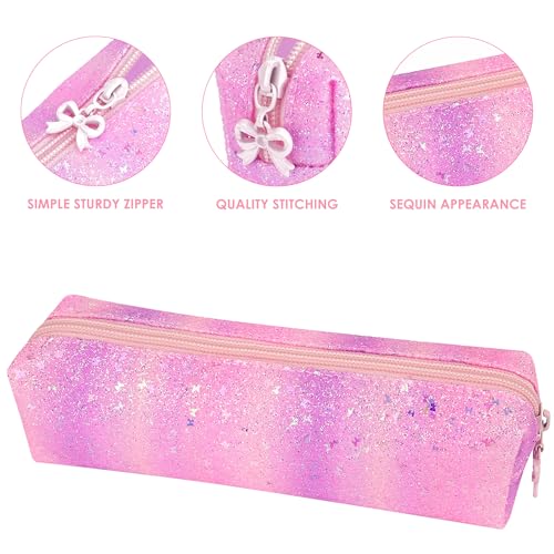 Biiange Pencil Pouch Glitter, Pencil Case, Portable Pen Bag with Zipper, Storage Bag, Travel Accessories Bags, Makeup Brus...