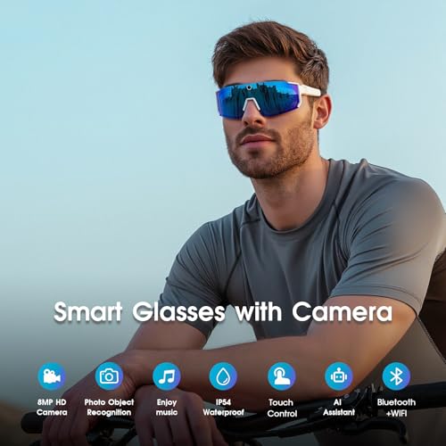 padom AI Smart Glasses with Camera 4K, 8MP HD Video Recording Glasses with Camera, Built-in Storage(No SD Card Needed), We...