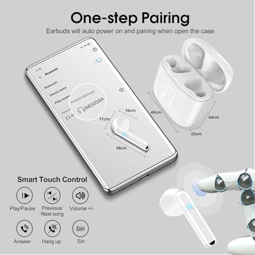OYIB Wireless Earbuds, Bluetooth 5.3 Headphones with 4-Mics ENC Clear Call, Bluetooth Earbuds Touch Control 25Hour Stereo ...