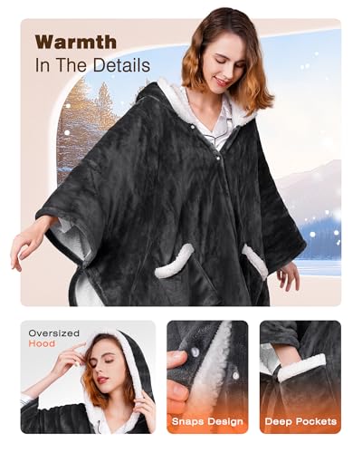 Yokimisu Wearable Heated Blanket - Cozy Gift for Women, Mom, Men| Reversible Flannel & Sherpa Electric Wrap with Pockets &...