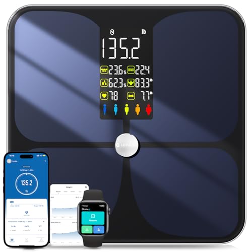 Lepulse Scale for Body Weight, Smart Digital Bathroom Weight Scale with BMI Muscle Mass 20 Body Composition Metrics,4.68"L...