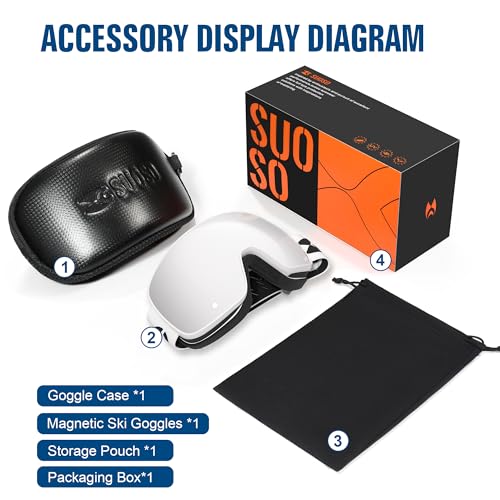 suoso Ski Goggles for Men and Women, Anti Fog Snow/Snowboard Goggles for Youth Adult UV400 Protection