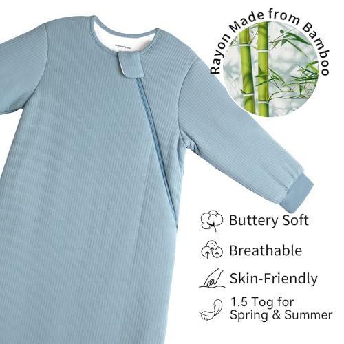 BubblePanda Rayon Made from Bamboo Sleep Sack 0-6 Months Long Sleeve Newborn Sleep Sack 0-3 Months 1.5 Tog Winter Baby Wea...