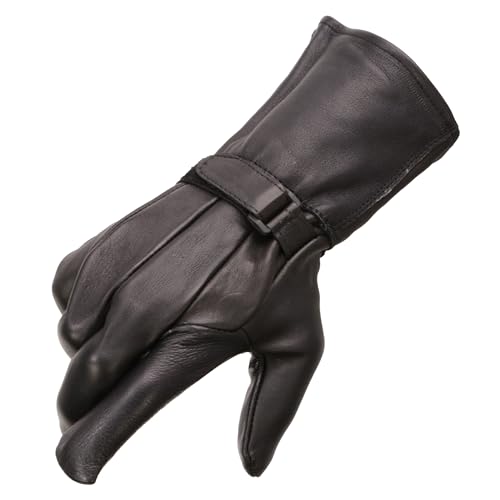 Men's Long Cuff Deer Skin Thermal lined Gauntlet Gloves