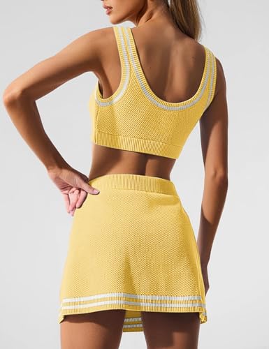 TQD 2 Piece Workout Sets for Women Tennis Mini Skirt Set with Shorts Tank Top and Short Athletic Summer Outfits Trendy 2026