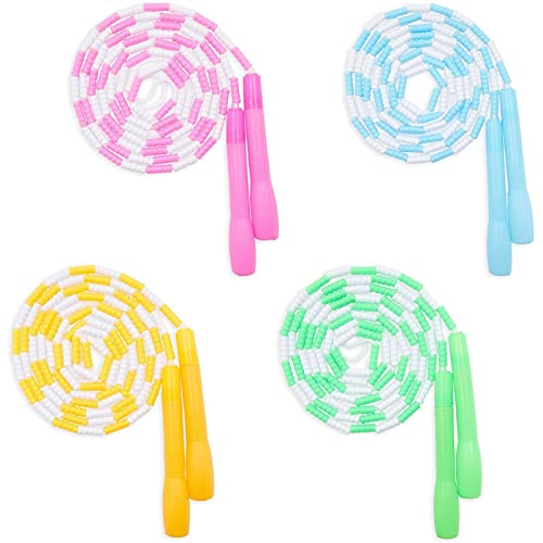 Blue Panda Beaded Jump Ropes Set of 4-9.2 ft Each, Multicolor, Ages 8-12 - PVC Beaded for Jump Rope Fitness & Cardio Workouts