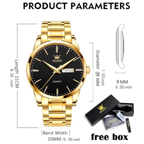 OLEVS Classic Men Watches with Date,Stainless Steel Man Watch with Date, Bussiness Watches for Men,Luminous Quartz Mens Wa...