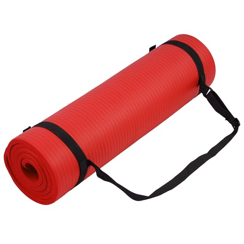Fitvids Yoga Mat, 1/2-Inch Extra Thick High Density Exercise Mat, Anti-Tear Exercise Yoga Mat with Carrying Strap, Suitabl...