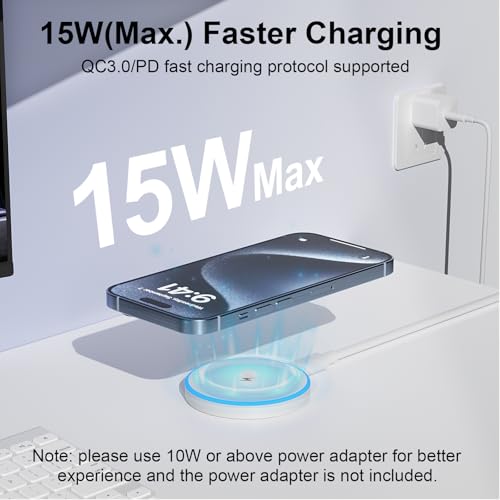 MagSafe Charger 2 Pack 15W Magnetic Wireless Charger Fast Charging Pad Compatible with iPhone 17/16/15/14/13/12 Series & A...