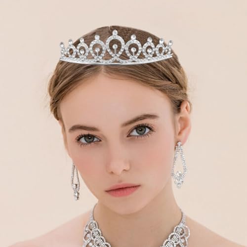 Naturahand 6 Pieces Silver Metal Tiara Crown Headbands with Decorative Dazzling Rhinestone Wedding Prom Birthday Party Pri...